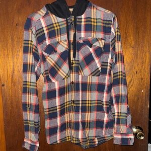 No Boundaries Plaid Long Sleeve Shirt - Red, Blue, Yellow